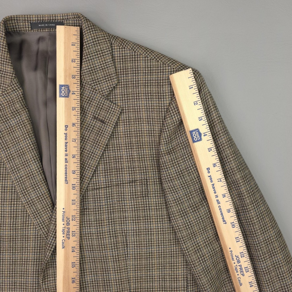John W Nordstrom Blazer Mens 40R Brown Wool Houndstooth Tweed Sport Coat Jacket - Picture 11 of 15